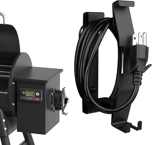 Strong Magnetic Power Cord Organizer, Goldusk All-Metal Cable Holder with Built-in Hook for Most BBQ Wood Pellet Smoker Grills Accessories for Traeger, for Pit Boss, for Z Grill &More (Indoor/Outdoor)