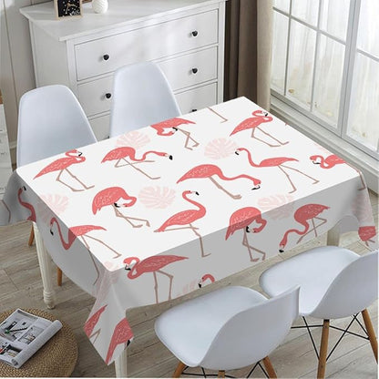 TKS MITLAN Flamingo Bird Tablecloth Decor Pink Leaves Summer Exotic Tropical Table Cloth Dining Room Kitchen Table Cover 60" X 84" Oblong/Rectangle