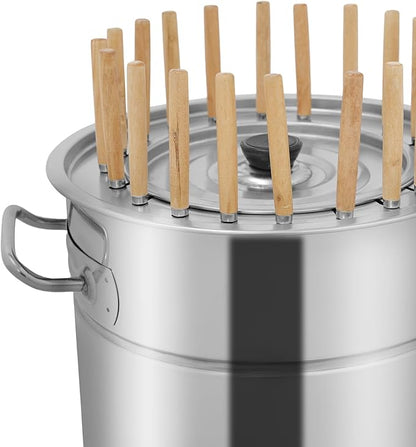 Small Portable Barbecue Charcoal Barrel Grill, 360° Smokeless Outdoor BBQ Charcoal Grill with 20 Skewers, Stainless Steel Charcoal Stove for Picnic Patio Backyard, Diameter 10.2 inch