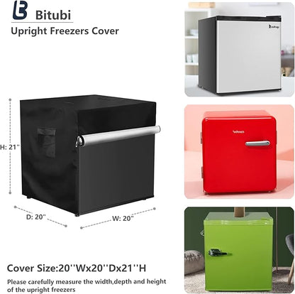 Bitubi Upright Freezers Cover,Outdoor Refrigerator Cover,– Waterproof, Dustproof, Sun-Proof, 20" W x 20" D x 21" H. Suitable for most 1.1 Cubic Compact Mini Freezer on market (Black)