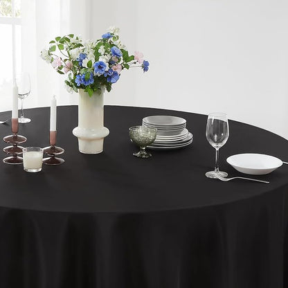 10 Pack Black Round Tablecloths 90 Inch for Dining Tables | Washable Decorative Linen Polyester Table Cover for Banquets Buffets Parties and Weddings