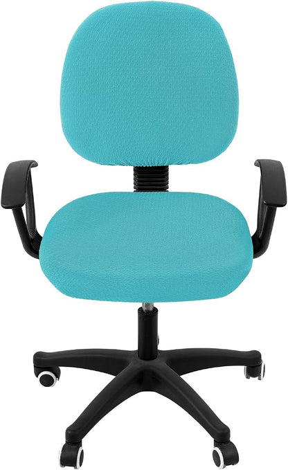 Smiry Office Computer Chair Covers for Desk Rotating Chair Protector | Stretch Jacquard Removable Washable Universal Slipcovers, Seat + Backrest Cover, Aqua