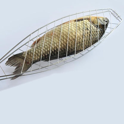 UPKOCH 4 Pcs Grill Basket, Stainless Steel Folding Fish Roasting Rack For Charcoal Grill, Barbecue Clip Net For Meat, Steak, Shrimp, Vegetables, Portable For Camping