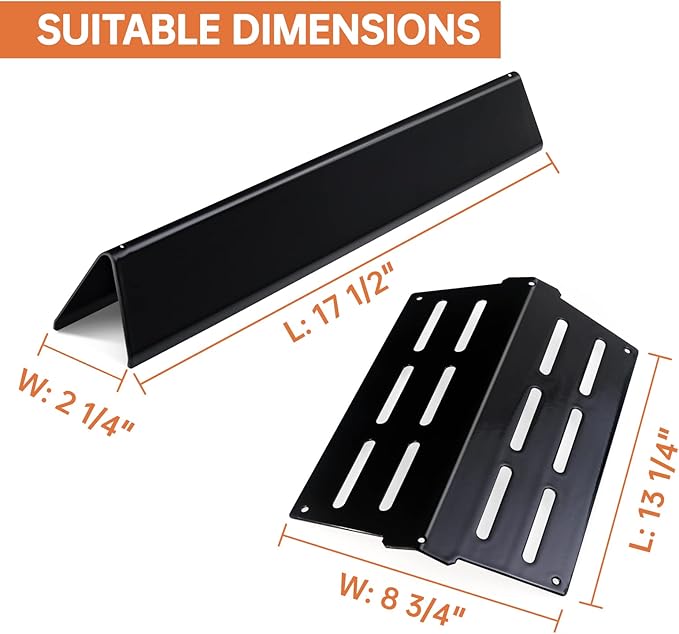 17.5 inch Porcelain Flavorizer Bars Grill Replacement Parts for Weber Genesis 300 Series E310 E320 E330 S310 S320 S330 EP/CEP 310 EP/CEP 320 EP/CEP 330 with Front Control Knob Heating Plate