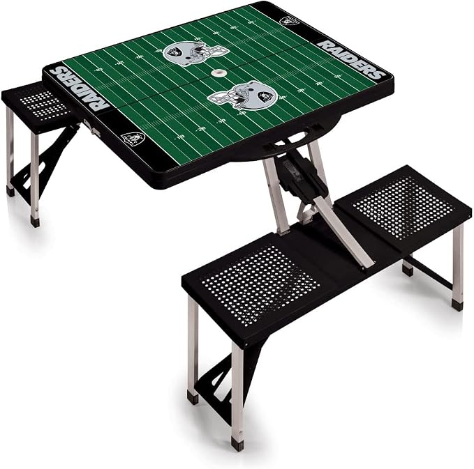 Picnic TIME NFL Football Field Folding Picnic Table, Camping Table, Outdoor Table with Umbrella Hole