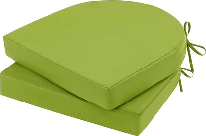 Topotdor Outdoor Chair Cushions Set of 2, 19"x19"x3" Waterproof Patio Chair Cushions for Outdoor Furniture, Round Corner Outdoor Seat Cushions Color Fastness Chair Pads with Ties, Green