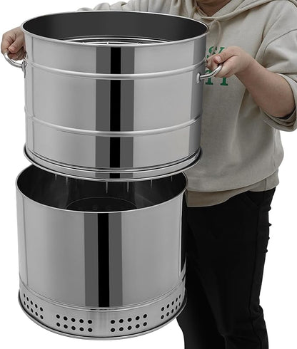 Large Portable 50 Skewers Charcoal Grills, 2 in 1 Vertical Smoker, 360° Smokeless Stainless Steel BBQ Grill Barrel for Outdoor Barbecue, Camping, And Backyard Cooking (50 Skewers)