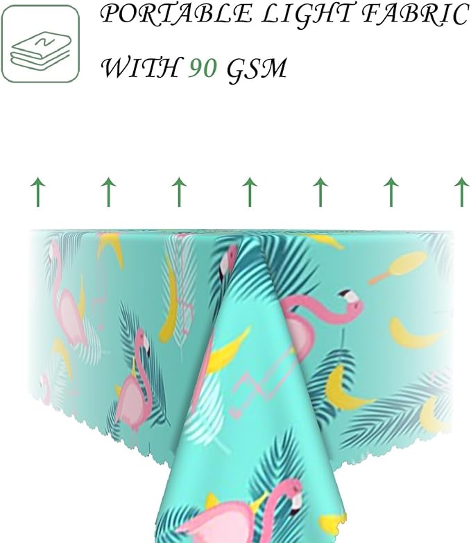 54x78 Inch Tropical Flamingo Rectangle Tablecloth Summer Hawaiian Banana Palm Leaf Mint Green Table Cover Washable Durable Table Cloth for Summer Beach Pool Party Birthday Kitchen Dining Home