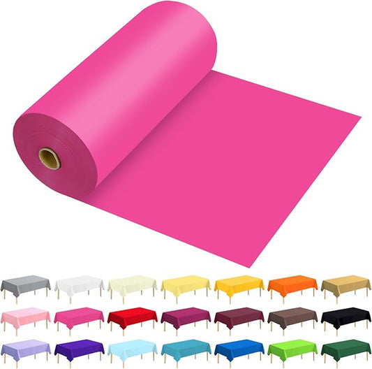 54 Inch X 300 Feet Plastic Table Cover Roll Premium Disposable Plastic Tablecloth for All Type/Shape Tables | Picnic, Party, Banquet, Birthdays, Weddings (Fuchsia, 54 Inch X 300 Feet)