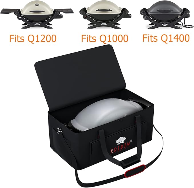 Grill Carry Bag for Weber Q1200 Q1000 Liquid Propane Portable Gas Grill,Compatible with Weber Q1400 electric grill Bag for Travel and Camping,600D Heavy Duty Weather Resistant