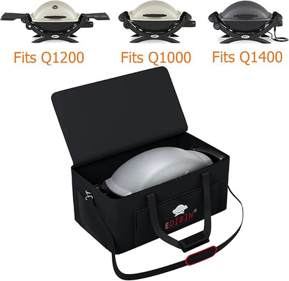 Grill Carry Bag for Weber Q1200 Q1000 Liquid Propane Portable Gas Grill,Compatible with Weber Q1400 electric grill Bag for Travel and Camping,600D Heavy Duty Weather Resistant