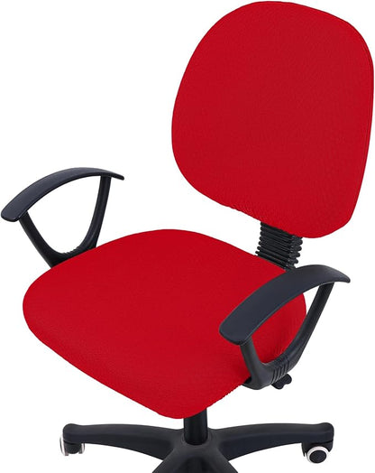 Smiry Office Computer Chair Covers for Desk Rotating Chair Protector | Stretch Jacquard Removable Washable Universal Slipcovers, Seat + Backrest Cover, Red
