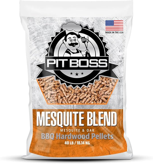 Pit Boss 100% All Natural BBQ Hardwood Pellets for Cooking, Grilling, and Smoking | 40lbs. Wood Pellets for Pellet Grills and BBQ Smokers | Mesquite Blend