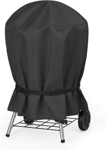 NettyPro Grill Cover for Charcoal Kettle Grill 22 inch, Heavy Duty Waterproof Outdoor Round Smoker Cover, 27" W x 25" D x 35" H, Black