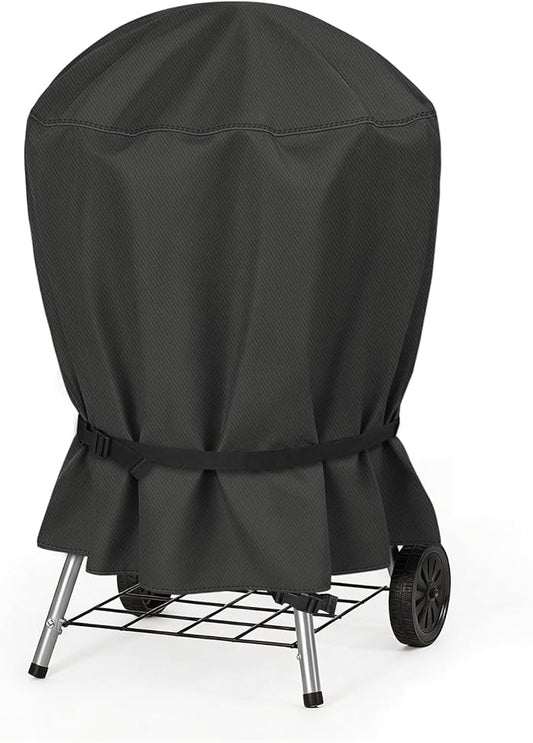 NettyPro Grill Cover for Charcoal Kettle Grill 22 inch, Heavy Duty Waterproof Outdoor Round Smoker Cover, 27" W x 25" D x 35" H, Black