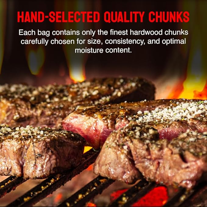 Smoking Wood Chunks, All-Natural Cherry Hardwood Pieces for Grills & Smokers, Add Rich Smoke Flavor to Pork, Beef, Chicken & Fish, USA Made, Sustainably Milled, 800 Cubic Inches