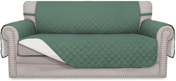 Easy-Going Reversible Couch Cover, 2 Cushion Sofa, Cyan/Ivory | Oversized Loveseat Slipcover For Dogs, Water Resistant Mat, Living Room, Non-Slip Sofa Cover, Pet Friendly