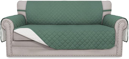 Easy-Going Reversible Couch Cover, 2 Cushion Sofa, Cyan/Ivory | Oversized Loveseat Slipcover For Dogs, Water Resistant Mat, Living Room, Non-Slip Sofa Cover, Pet Friendly