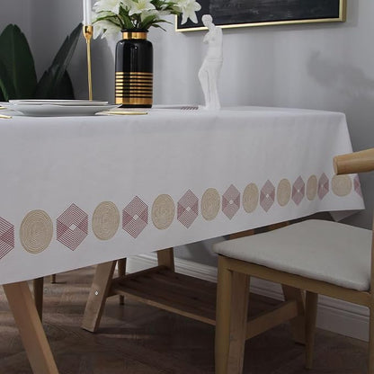 Wipeable Waterproof Tablecloth Vinyl Tablecloths for Rectangle Tables Heavy Duty PVC Tablecloth for Kitchen Dining Table(Geometry-2, 54'' x 108'')