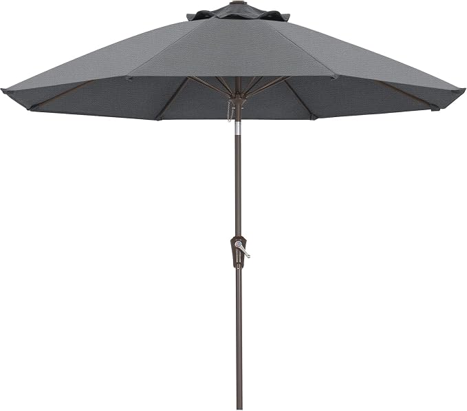 ABCCANOPY 10-Year No Fading 9FT Patio Umbrella, Acrylic Outdoor Table Umbrella with 8 Sturdy Ribs for Deck, Backyard, Garden, Yard (Grey)