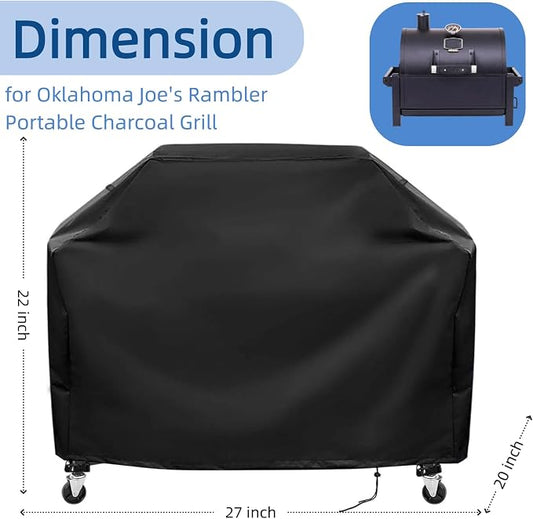 Mini Gas Grill Cover for Oklahoma Joe's Rambler Portable Charcoal Grill | 27x20x22,Waterproof Dustproof Heavy Duty Oxford Fabric