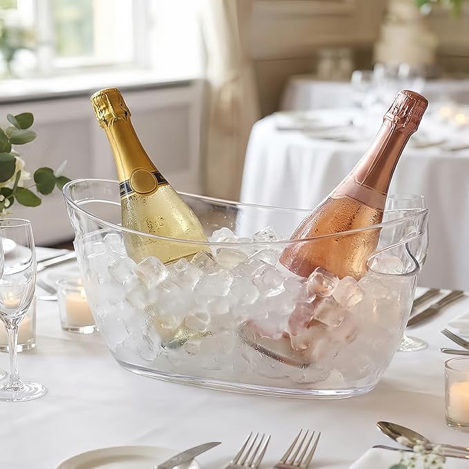 OBTANIM Clear Acrylic Ice Buckets Large Champagne Drink Cooler Storage Ice Tub with Scoops for Beer Cocktails Wine Beverage Home Parties Bar Cooling Supplies
