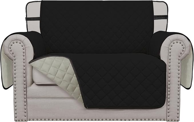 Easy-Going Reversible Couch Cover, Chair 30 in, Black/Beige | Machine Washable Slipcover For Dogs, Water Resistant Furniture Mat For Living Room, Non-Slip Sofa Cover, Pet Friendly