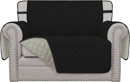 Easy-Going Reversible Couch Cover, Chair 30 in, Black/Beige | Machine Washable Slipcover For Dogs, Water Resistant Furniture Mat For Living Room, Non-Slip Sofa Cover, Pet Friendly
