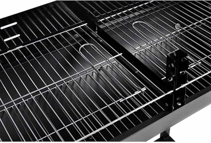 Charcoal Barbecue Grill with Wheels, Heavy Duty Steel BBQ Smoker for Outdoor Cooking, Garden Patio Camping Coal Grill with Bottom Storage Shelf