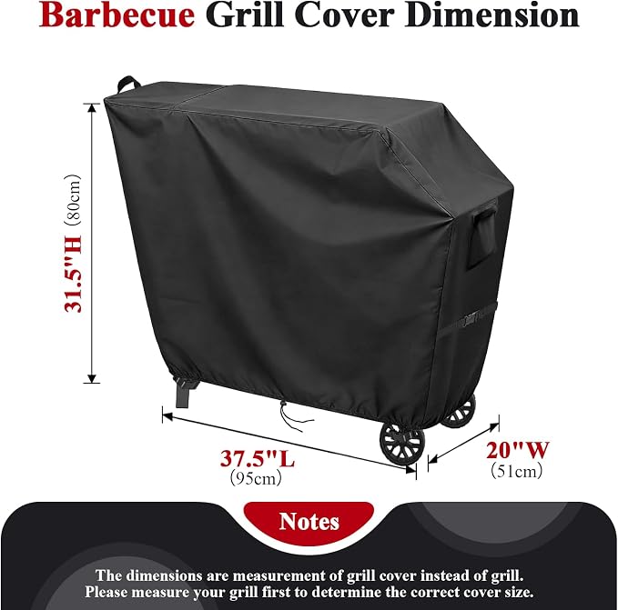 Grill Cart Cover 21x39x33in 600D Waterproof Black