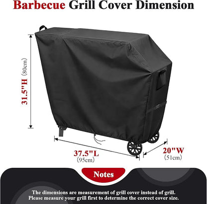 Grill Cart Cover 21x39x33in 600D Waterproof Black