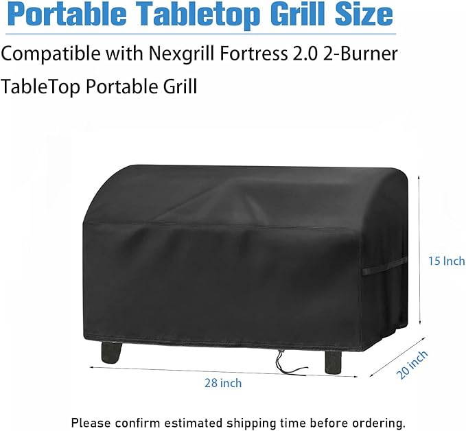 Grill Cover for Nexgrill Fortress 2.0 2-Burner Tabletop Portable Grill, Heavy Duty 600D Waterproof Table Top BBQ Grill Cover