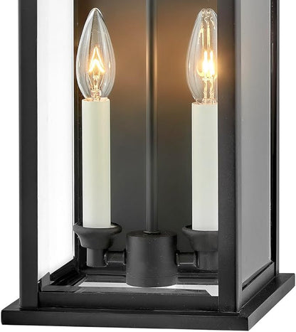 Hinkley Weymouth Medium Outdoor Wall Mount Lantern, Traditional Federal Style, Aluminum Cast Frame, Black