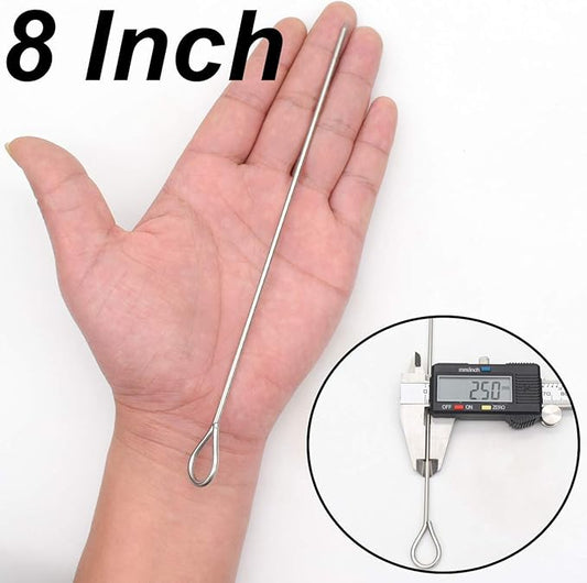 8 Inch Metal Kabob Skewers, BBQ Skewers,Reusable Stainless Steel Barbecue Skewer Sticks for Grilling Kebob Meat Chicken Vegetable Appetiser,Pack of 30 (8 inch Skewers 30P)