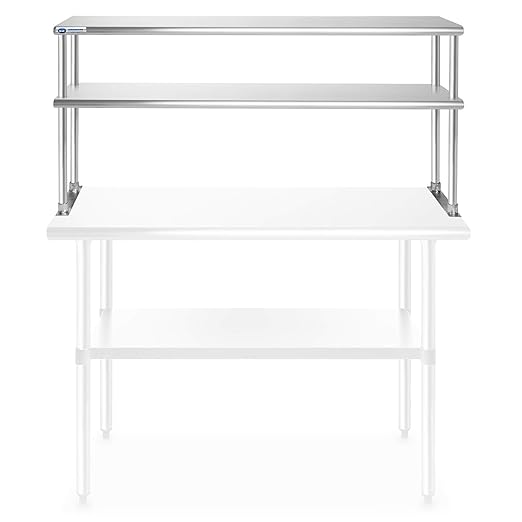 GRIDMANN NSF Stainless Steel Commercial 2 Tier Double Overshelf 48 in. x 12 in. for Kitchen Prep & Work Table