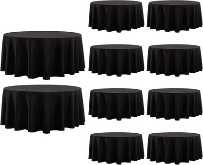 10 Pack Black Round Tablecloths 108 Inch for Dining Tables | Washable Decorative Linen Polyester Table Cover for Banquets Buffets Parties and Weddings
