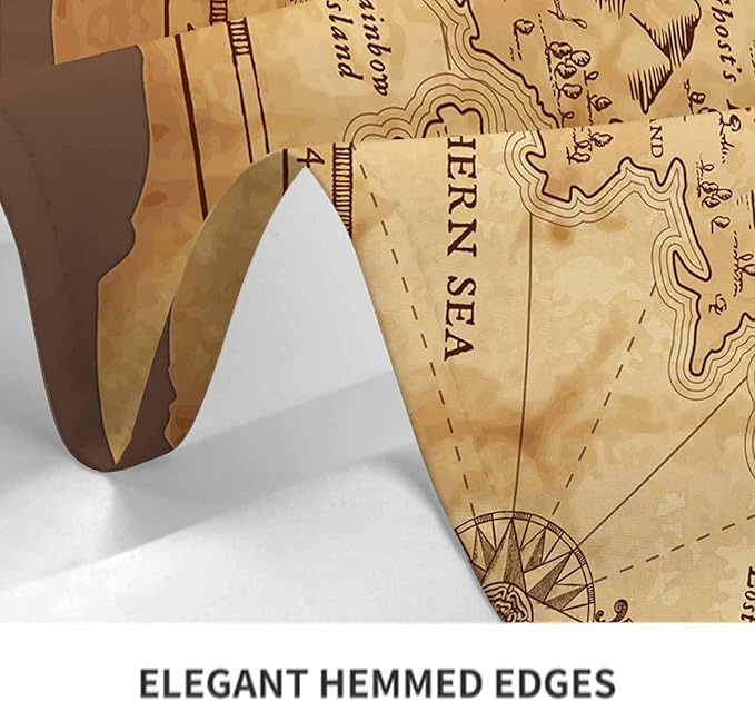 TKS MITLAN Treasure Map Brown Decorative Rectangle Tablecloth Pirate Ship Polyester Table Cloths Kitchen Table Cover for Dining BBQ Picnic Coffee Table 60 x 84 Inch 6-8 Seats