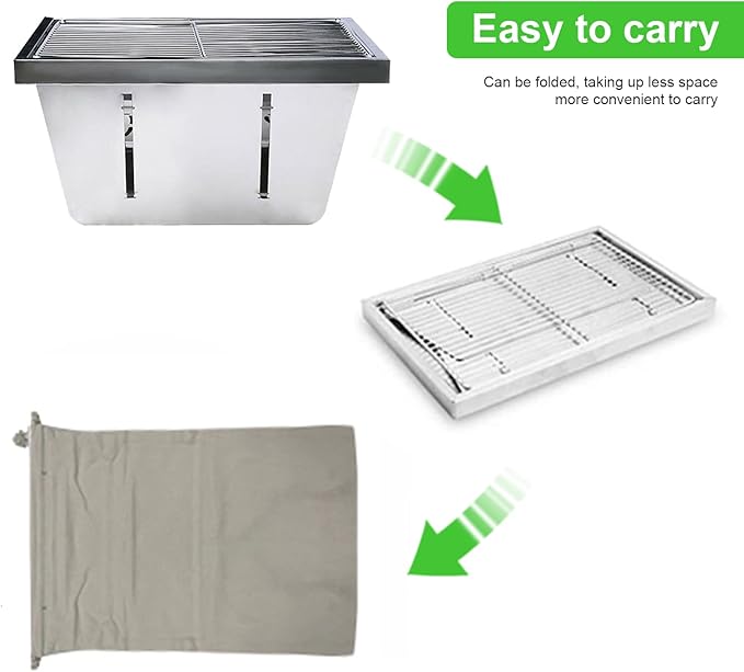 Portable Charcoal Grill for Camping, SEHOMY Foldable BBQ Grills Stainless Steel Smoker Barbecue Picnic Stove for Outdoor Cooking Camping Hiking Picnics Garden Travel Patio Backyard (M)