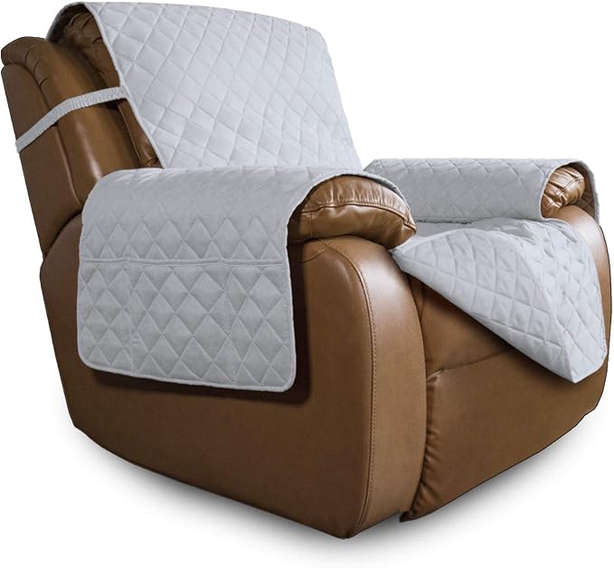 Easy-Going Oversized Recliner Chair Cover Reversible Sofa Cover Water Resistant Couch Cover Furniture Protector with Elastic Straps for Pets Dog Cat (Oversized Recliner, Light Gray/Light Gray) | Machine Washable Slipcover For Dogs, Water Resistant Furn...