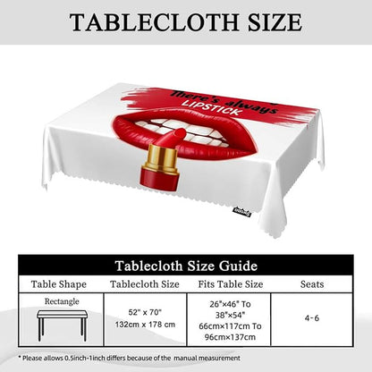 Swono Decorative Rectangle Table Cloth Sexy Lips, Lip Rouge On A Bad Day There Lipstick Polyester Tablecloth Kitchen Table Cover for Dining BBQ Picnic Coffee Table 50x72, 4-6 Seats