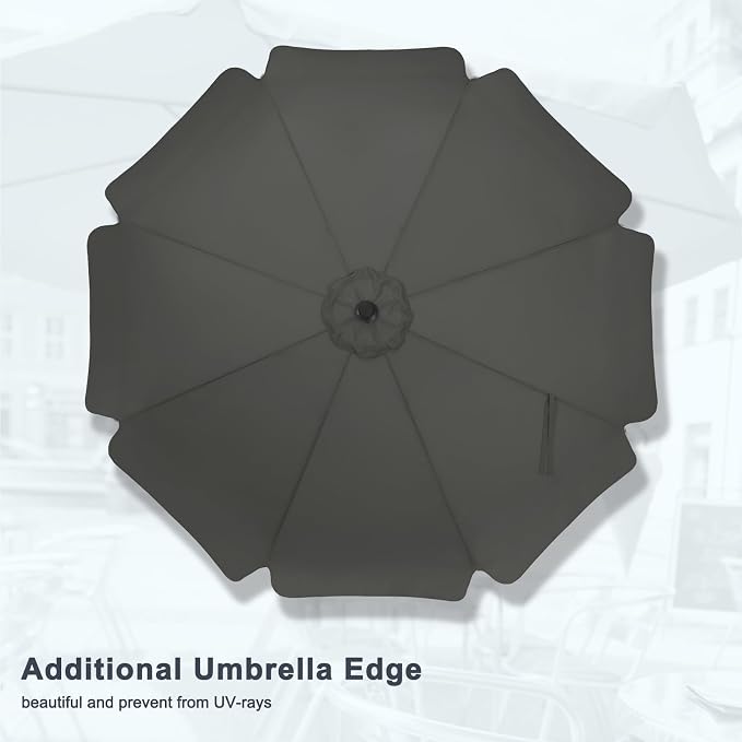 MASTERCANOPY 10ft Patio Umbrella with Valance, Crank & Tilt, Dark Gray | 8 ribs, UV/fade-resist, waterproof, vent, for garden/deck/yard/pool