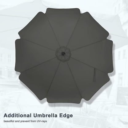 MASTERCANOPY 9ft Patio Umbrella with Valance, Crank & Tilt, Dark Gray | 8 ribs, UV/fade-resist, waterproof, vent, for garden/deck/yard/pool