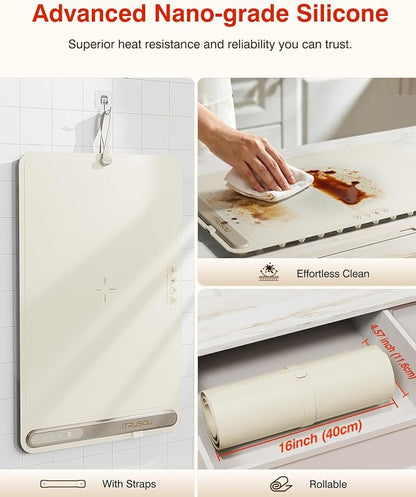 Warming Mat for Food (24"x16") - iTRUSOU 7-Level Electric Warming Tray with 400W High-Power, Timer 0–99H & Built-In Strap - Rollable Large Food Warming Mat for Parties & Buffet