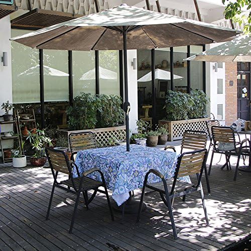 EHouseHome Outdoor Indoor 60inch SquareTablecloth with Umbrella Hole and Zipper, Waterproof Zippered Patio Table Cloths, Spring/Summer Table Covers for Backyard Circular Table/BBQs/Picnic