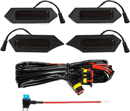 4Pcs Front Bumper Led Grille Lights Kit Smoked Lens Housing Amber for 2024 Toyota Tacoma TRD Series & Trailhunter Model Grilles (Black Shell)