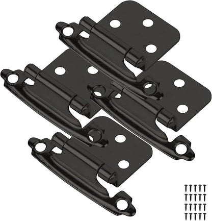 50-Pack Cabinet Hinges, 1/2 Inch Overlay, Satin Nickel Semi-Concealed, Self-Closing, Face Mount