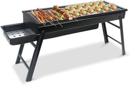 Ergocar BBQ Grill, Foldable and Portable Stainless Steel BBQ, Charcoal Grill with Stand and Drawer Type Ash Accumulator, for Outdoor Picnic Garden Terrace Camping Trip