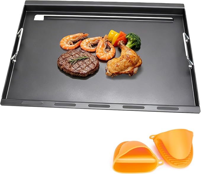 Full Size Griddle Inserts Replacement Parts for Nexgrill 4 Burner 720-0830H 720-0830 720-0830X Gas Grill, Flat Top Griddle with Handle for Nexgrill 5 Burner 720-0888N 720-0882S 720-0888 720-0882A