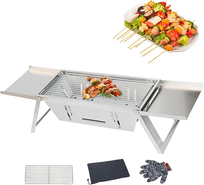 Foldable Charcoal Grill - Stainless Barbecue Stove | Stainless Portable BBQ Grill Thickened Barbecue For Camping, Easy Setup
