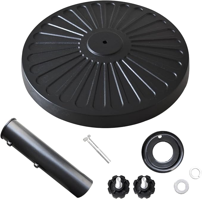 EliteShade USA 18" Patio Umbrella Base Stand, 30LBS Heavy Duty Cast Resin Outdoor Umbrella Stand Holder With 2 Adjustable Knobs for Garden Table, Rust-Free Large Umbrella Base for Backyard, Deck, Lawn, Poolside Fits 1.5"-1.9" Poles, Black